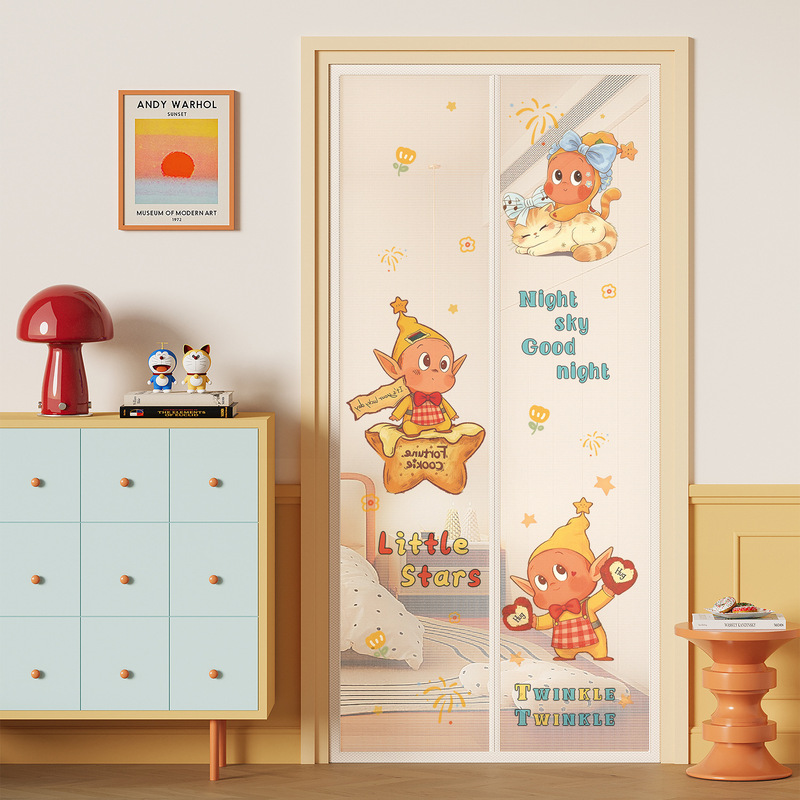 Star Anti-Mosquito Door Curtain Summer 2026 New Magnetic Self-Closing Children's Room Screen Door Curtain with Magic Tape Partition Curtain