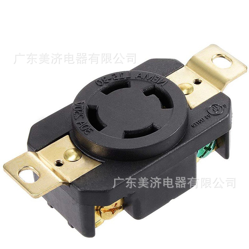 月销5000 NEMA L15-30R 带锁新能源大功率美标工业插座 L1530R