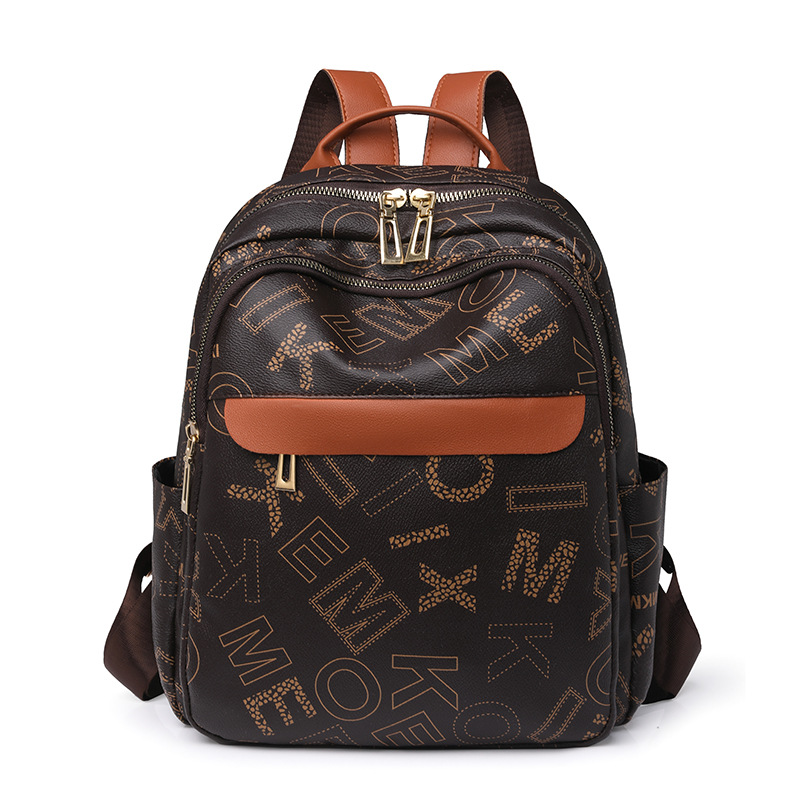 Mochila retro mujer 2024 nuevo estilo de moda casual impresión de letras mochila de gran capacidad mochila de viaje simple al por mayor