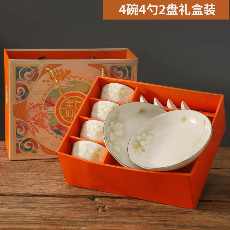cubiertos de estilo japonés frescos bajo esmalte de cerámica de color platos de cajas de regalo set de eventos comerciales de apertura de regalo de regalo tazón