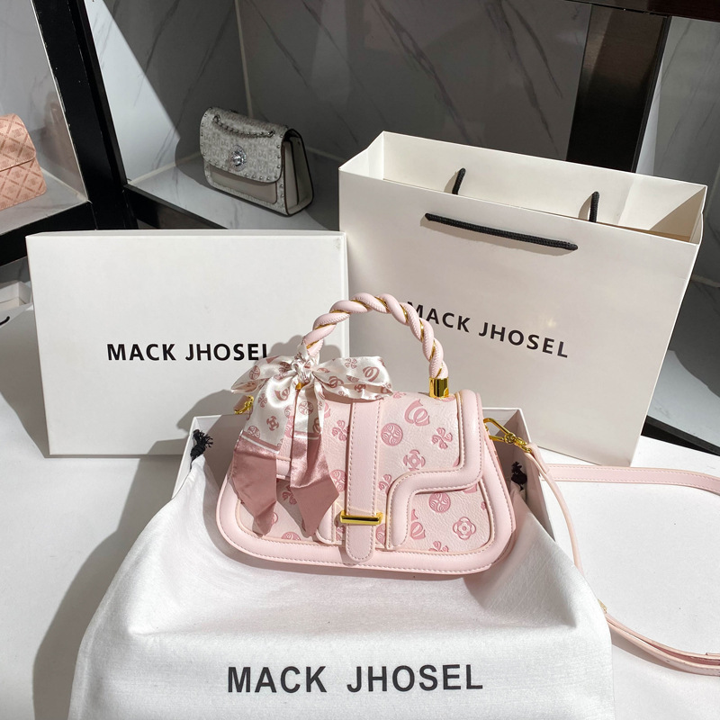 Pink Embossed Handbag 2022 Summer Versatile Trendy Single Shoulder Crossbody Saddle Bag Popular Trend