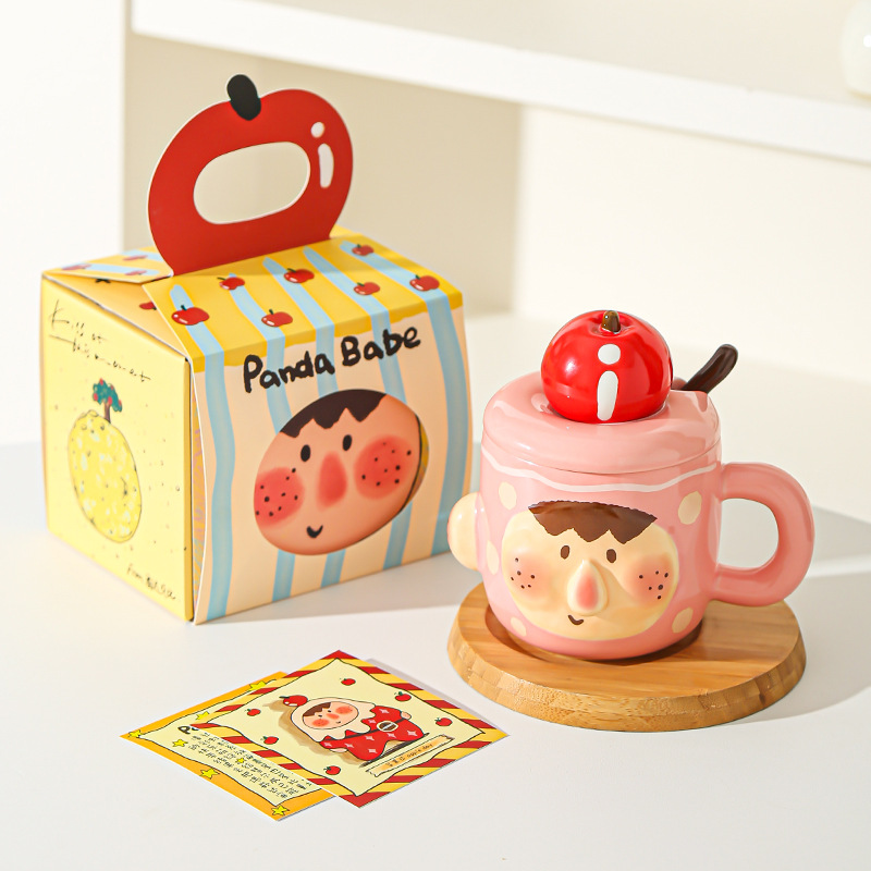 Tazas de cerámica creativas y extrañas, tazas con cubierta, tazas de agua caseras extrañas, tazas de desayuno de oficina para chicas