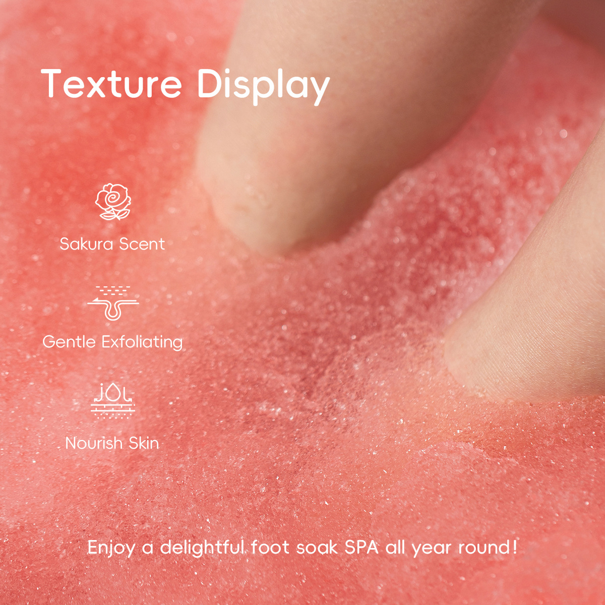 Laikou Cherry Blossom Foot Bath Salt 50g+50g hydrates, moisturizes, cleanses and leaves a lasting fragrance. Factory in stock, one-piece consignment undefined