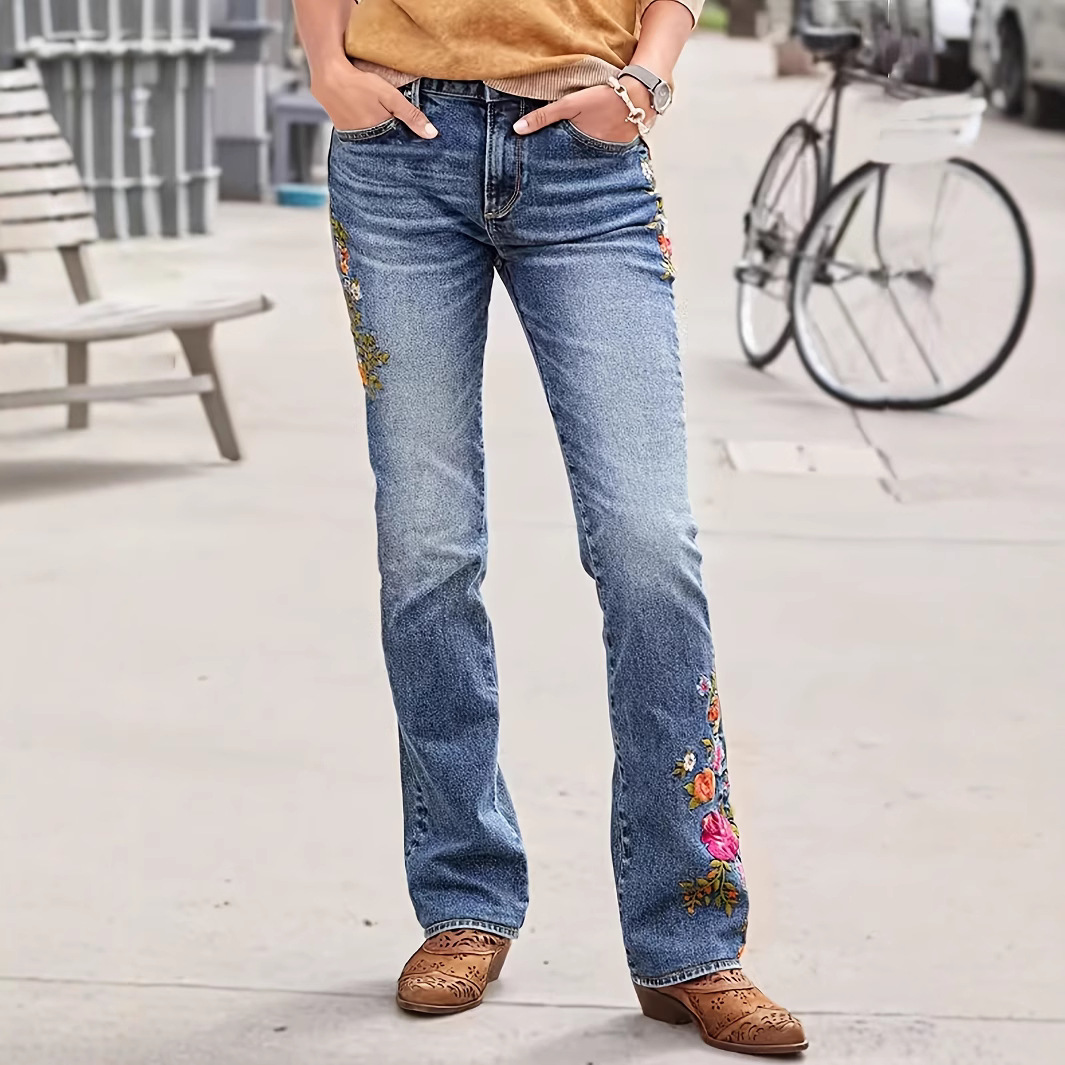 European And American Women's Fashion Embroidered Fashionable Personality Low Waist High Elasticity Ins Trend Slim Fit_ecoleips.com