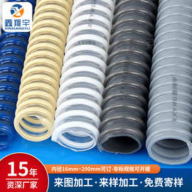 PVC塑筋增强阻燃耐高温耐寒牛筋抽吸污吸粮机集尘波纹排水吸尘管