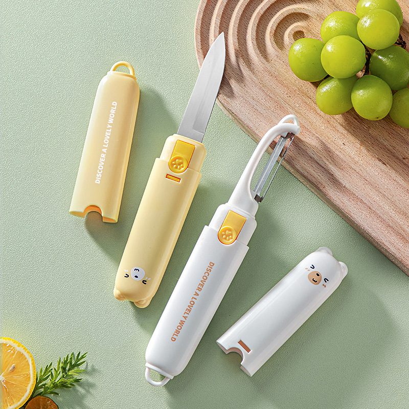 Multifunctional Fruit Knife Household Stainless Steel Paring Knife Portable Kitchen Fruit Cutter And Vegetable Scraper Two-in-one