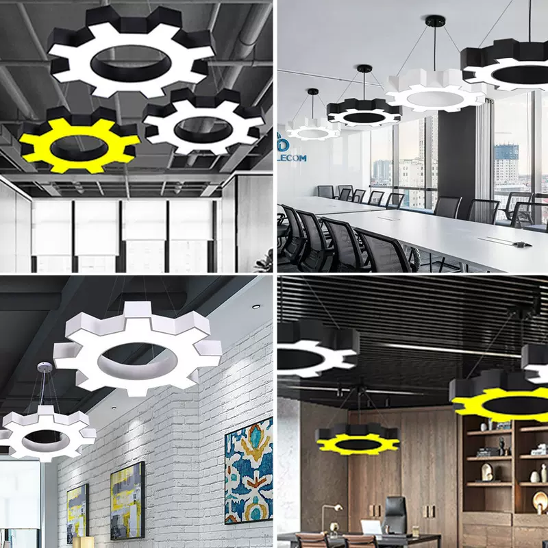 LED办公灯齿轮款创意造型灯异形灯六边形办公吊灯健身办公造型灯