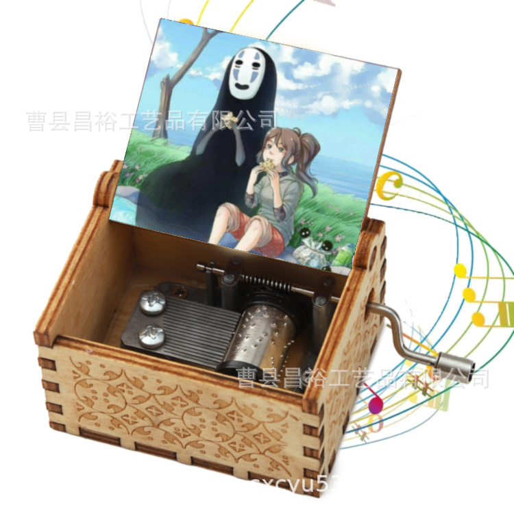 木製の手作りオルゴール創意カラープリント千と千尋のオルゴール木製の手を振ってオルゴールクロスボーダー専用です。