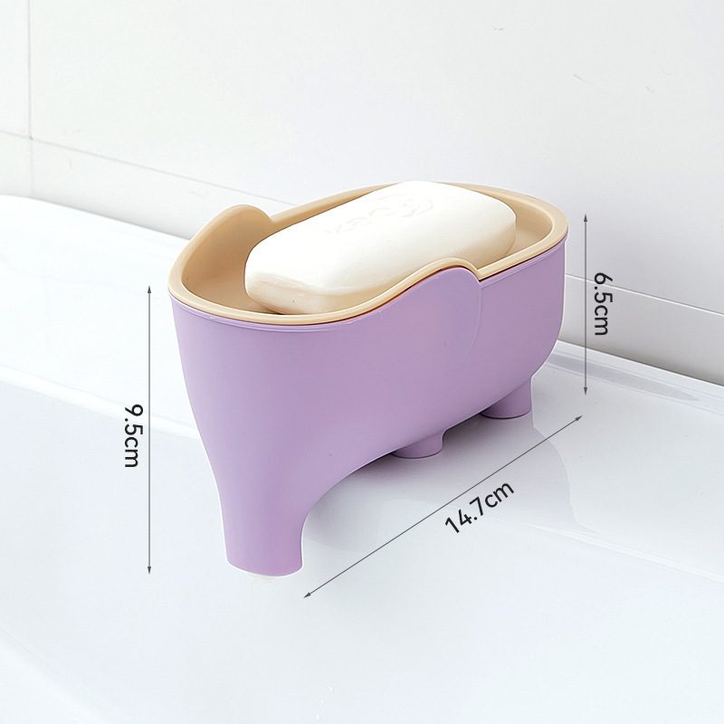 新しい象の石鹸箱パンチフリー家庭用ポータブル滑り止め石鹸箱蓋付きカウンタートップ収納ラック石鹸箱|undefined
