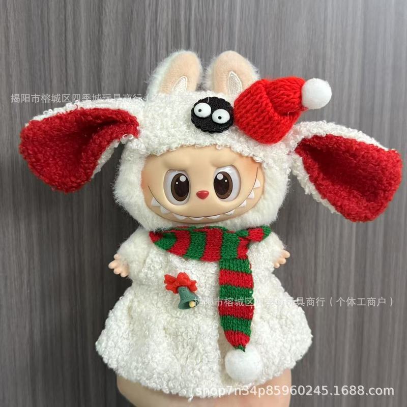 仅衣服适用于拉布布娃衣一二三代labubu挂件公仔可穿圣诞娃衣套装|undefined
