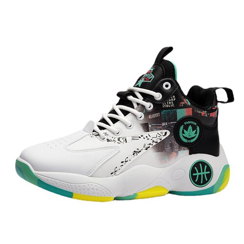 High-top men's sports shoes spring basketball shoes leather running casual fashion shoes foreign trade cross-border large size men's shoes