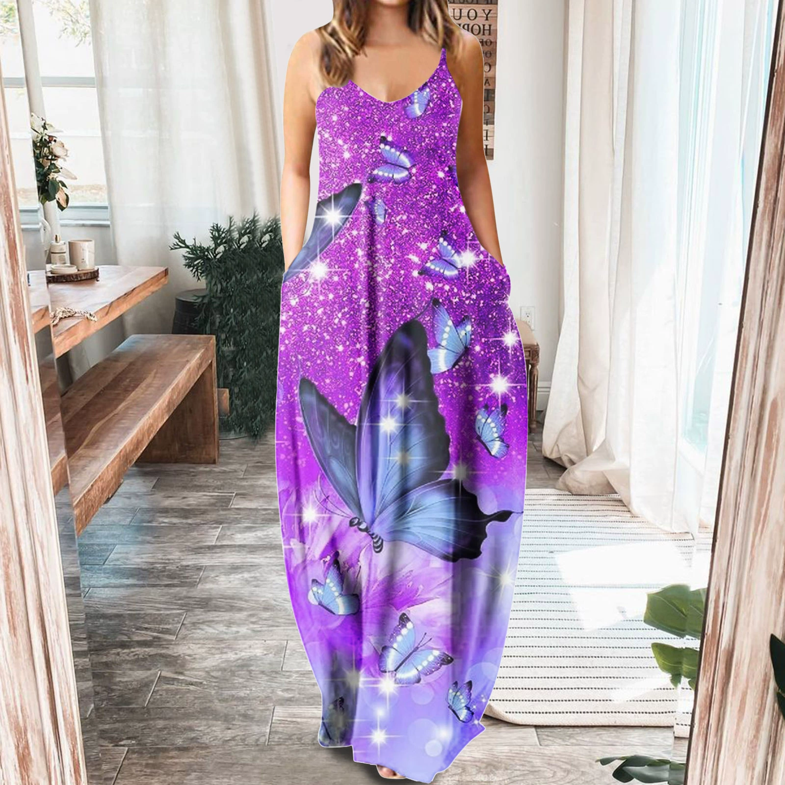 2022 Women Casual Loose Strap Dress Colors Summer Sexy Boho Bow Camis Pocket Maxi Dress Plus Sizes Big Large Dresses Robe Femme corset dress