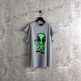 Correct Version of High-Quality B Family 25Ss New Alien Art Direct Spray Printed Sleeveless T-Shirt for Men and Women