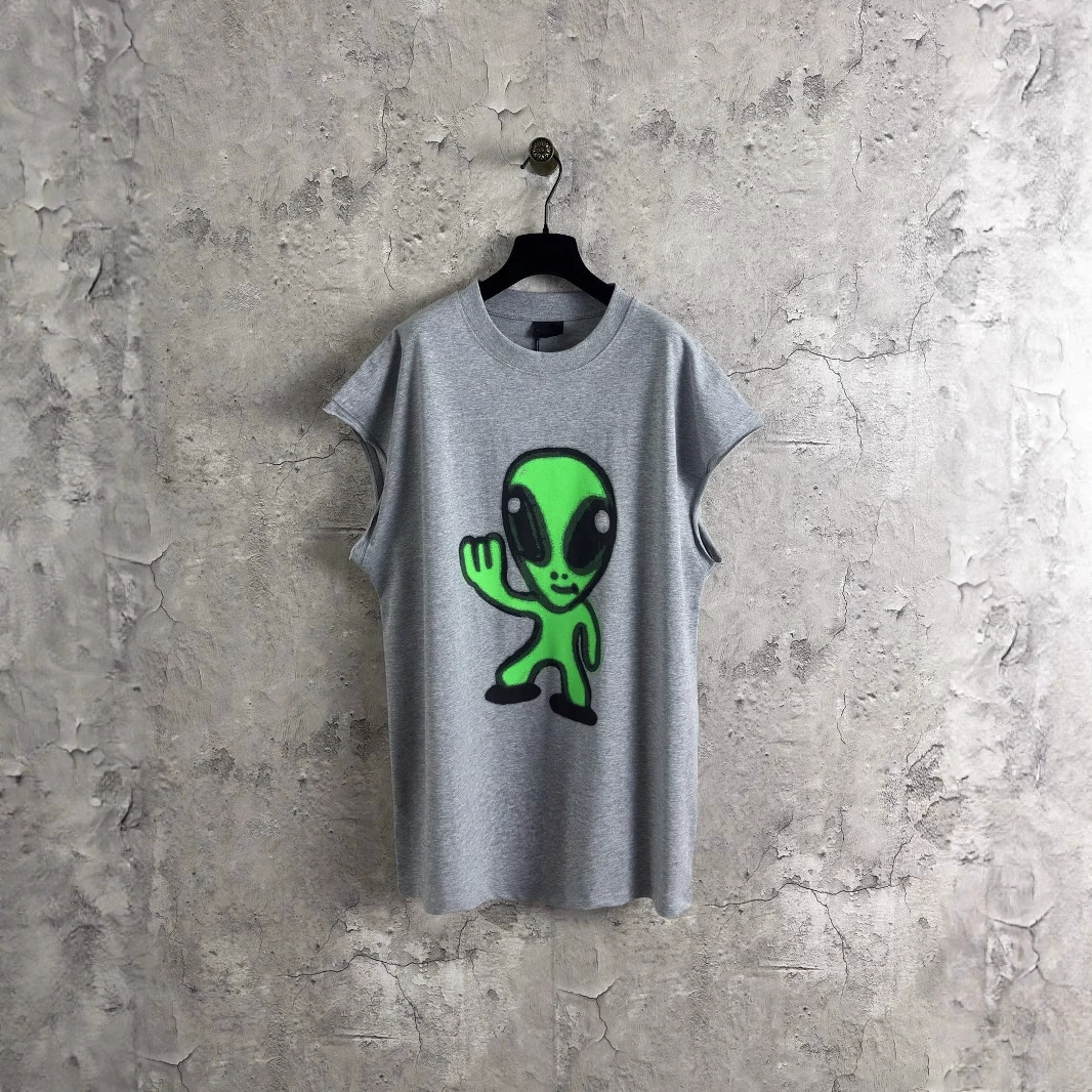 Правильная версия высококачественной футболки без рукавов B Family 25SS с новым принтом Alien Art для мужчин и женщин.