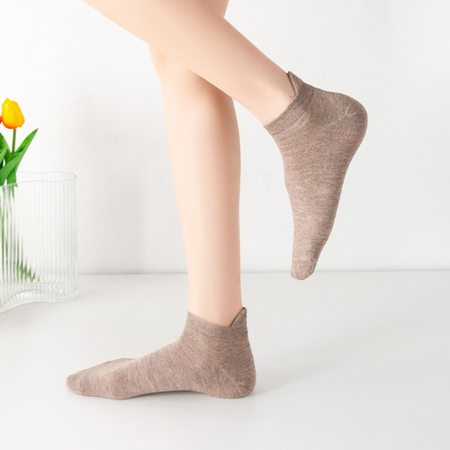 New summer thin style shallow mouth short solid color cotton socks Korean style preppy style ladies heel boat socks wholesale