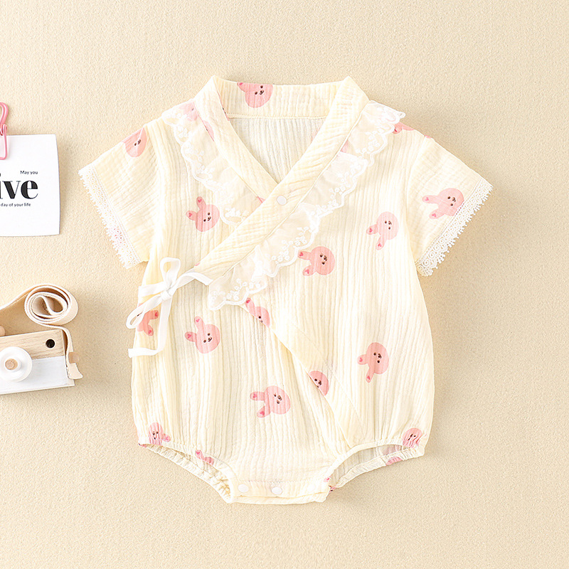 Baby summer onesie set, super cute full moon clothes for infants, newborn summer thin home wear pajamas, diaper coverer