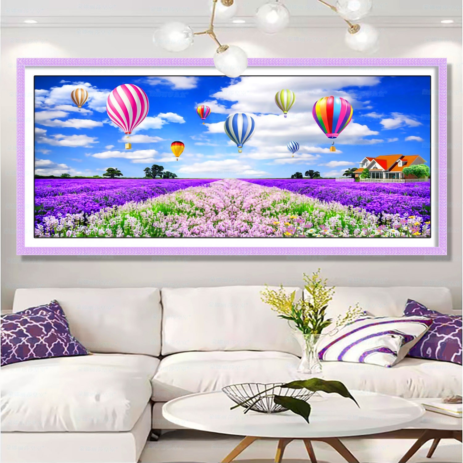 Monalisa Royal punto de cruz Lavender Manor globo aire caliente nuevo paisaje pastoral grande hecho a mano simple image 3