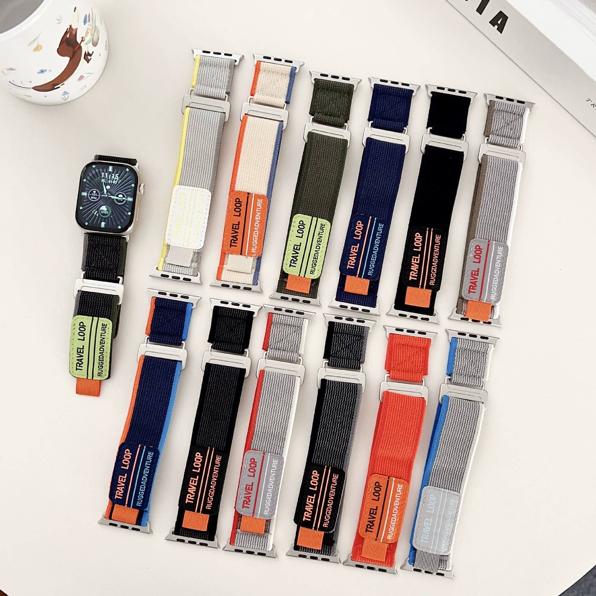 Подходит для Apple iWatch S10 с застежкой-липучкой, модифицированный ремешок из нейлоновой петли в стиле Lu для модели 6789 поколения.