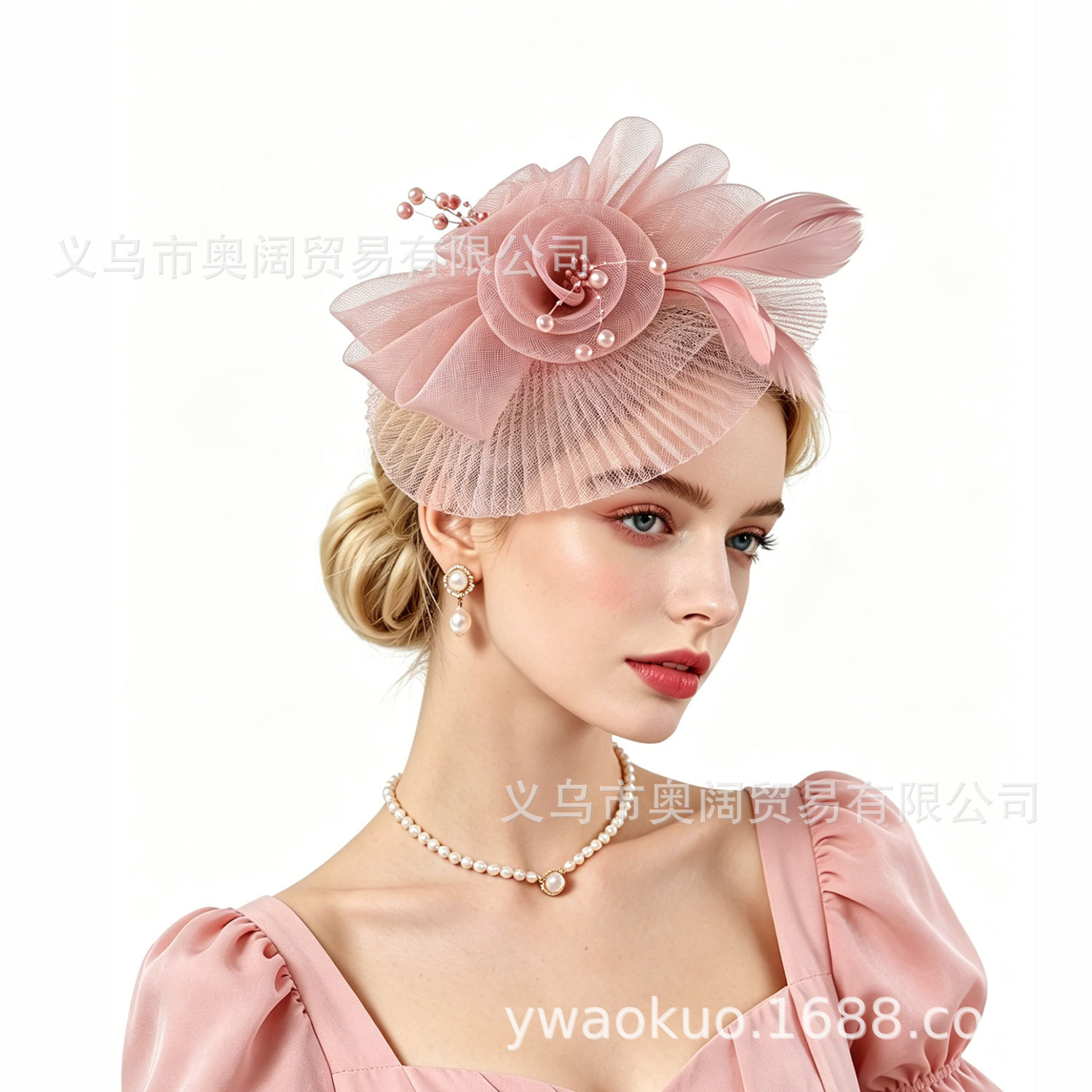 Cross-Border European and American Mesh Headwear, Bridal Feather Headpieces, Dance Parties, Horse Racing Festivals, Tea Parties, Performance Hair Accessories Wholesale