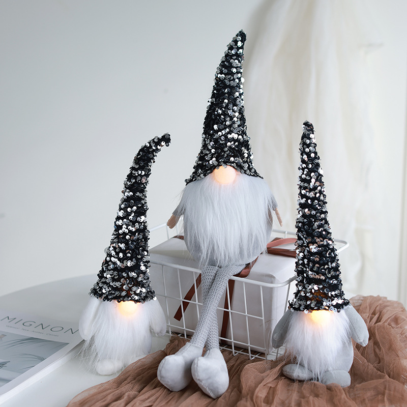Muñeca de Navidad luminosa con muñeca de luces, pequeña fragancia, adorable Santa Claus negro sin cara, decoraciones de Navidad