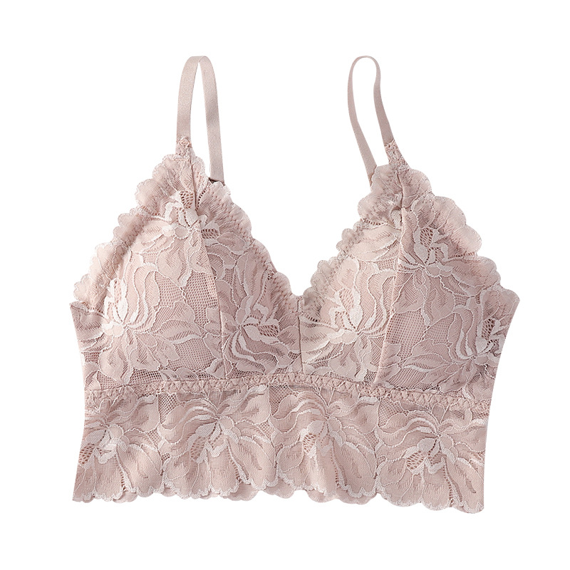 Cómodo inalámbrico espalda envuelto pecho ropa interior de las mujeres simple estiramiento natural suave transpirable sujetador encaje sexy