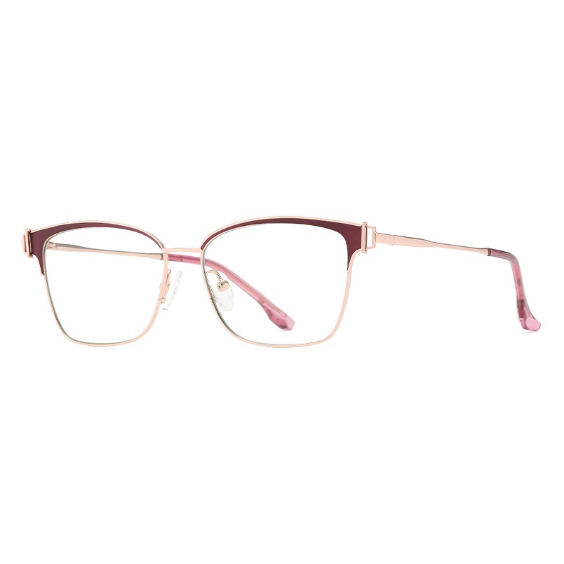 JS8612 bicolor elástico trabajo pierna anti-azul gafas de luz 2023 Nueva miopía marco de las mujeres de moda personalizada gafas lisas