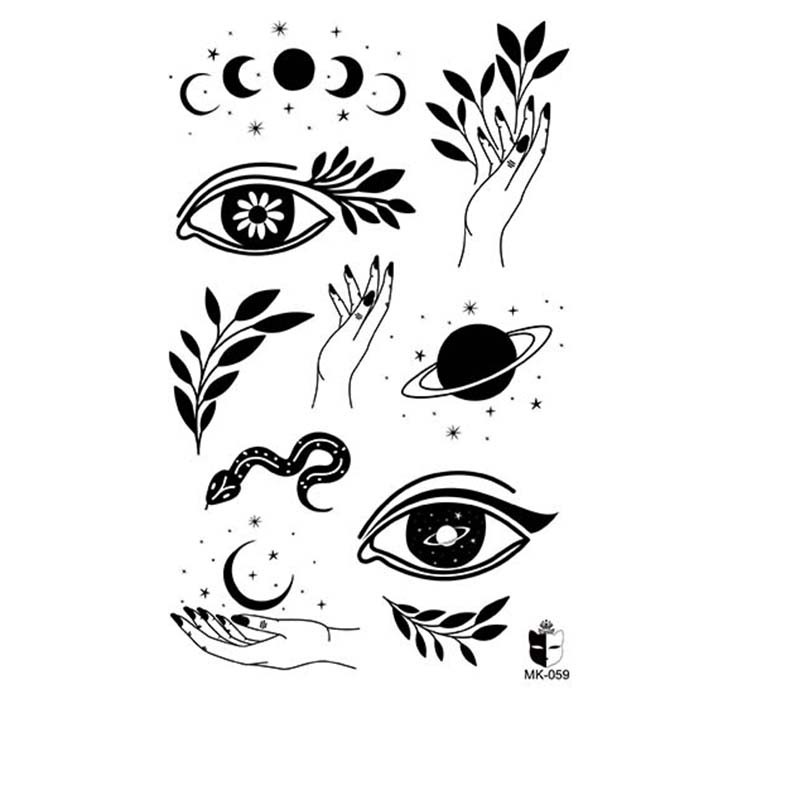 Animal blanco y negro desechable pegatinas de tatuaje belleza pegatinas de tatuaje moda estética patrón de personalidad dama pegatinas de tatuaje
