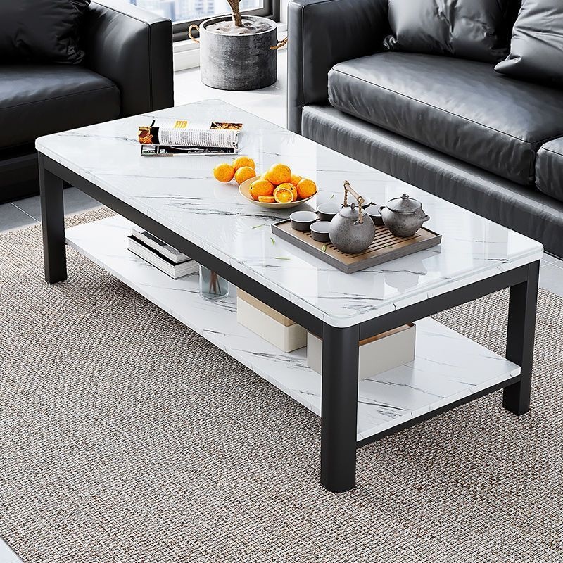 Sala de estar pequeña mesa de té doméstica simple moderna mesa de té de vidrio templado nueva mesa de té de lujo rectangular ligera