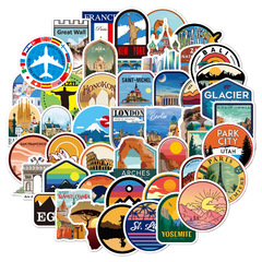 Cross-border 50 outdoor travel landmark building graffiti waterproof stickers travel trolley suitcase computer stickers