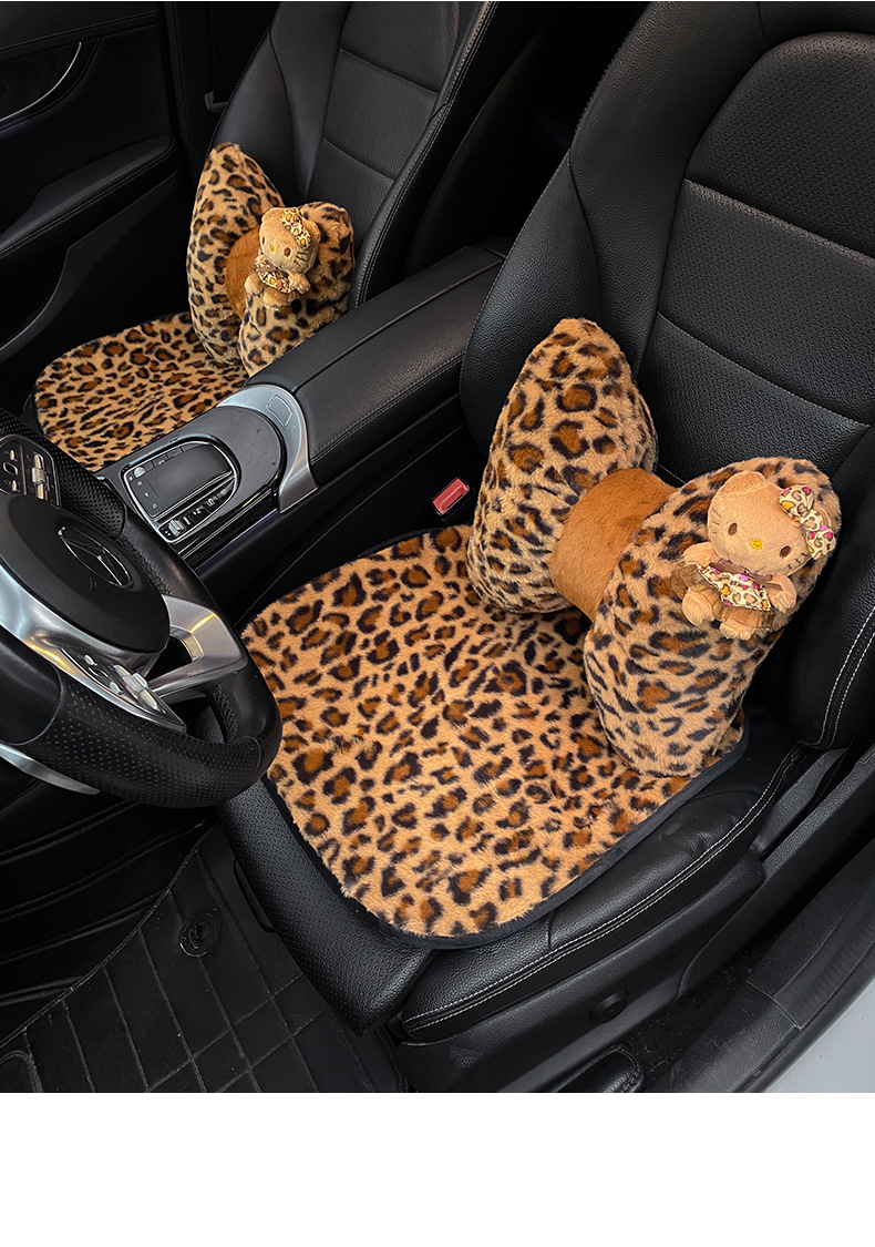 Car headrest neck pillow leopard print kitten car pillow car seat high sense girl car pillow waist