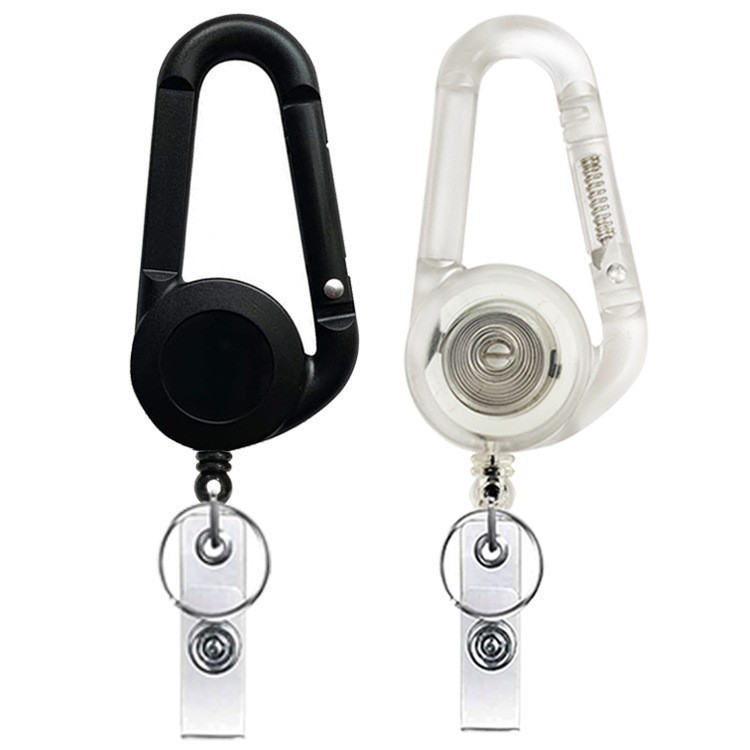 Comercio electrónico transfronterizo de Amazon venta caliente negro hebilla de mano fácil retráctil mosquetón fácil de tirar llavero creativo