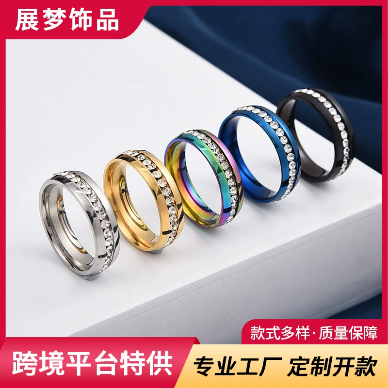 Персонализированное однорядное кольцо с бриллиантами для мужчин и женщин, доступные роскошные украшения, не выцветающие украшения для пар из титановой стали оптом