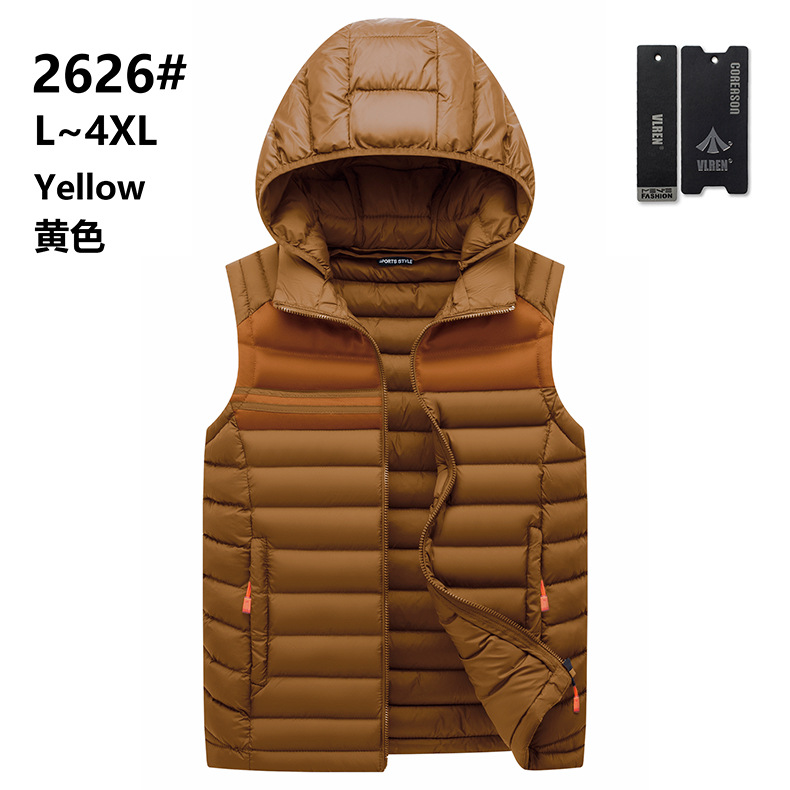 Chaleco de hombre chaleco transfronterizo de moda casual costilla Chaleco de algodón con capucha desmontable color sólido Otoño e Invierno ventas directas de fábrica comercio exterior