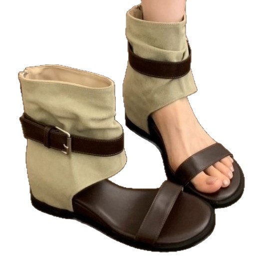 Aumento de altura retro tacones delgasa sandalias de verano para mujeres 2026 nuevo parson cinturón de hebilla de cremallera