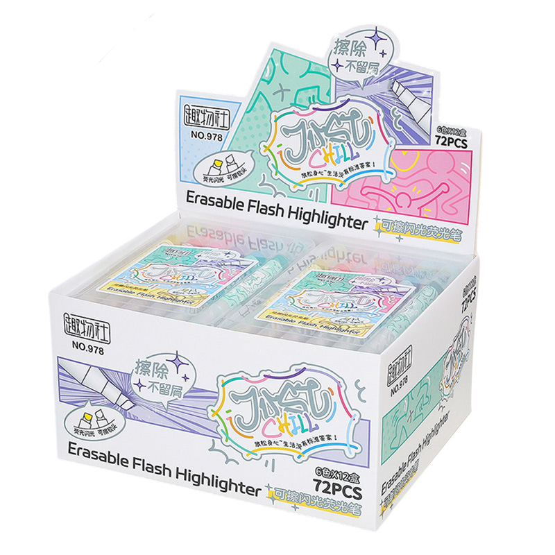 Resaltador de flash borrable, protector de ojos de cabeza inclinada para estudiantes, bolígrafo de preparación de lecciones de marcado en el aula, resaltador de cuenta manual para niños