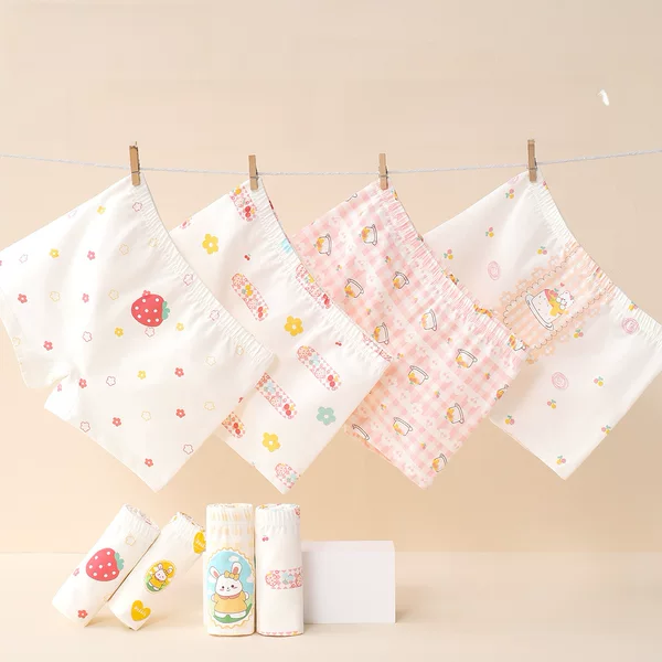 Mianqi Bear Girls' Underwear Boxer Children's Boxer Autumn Class A Cotton Little Girl's Shorts Not Padded Butt Female Treasure