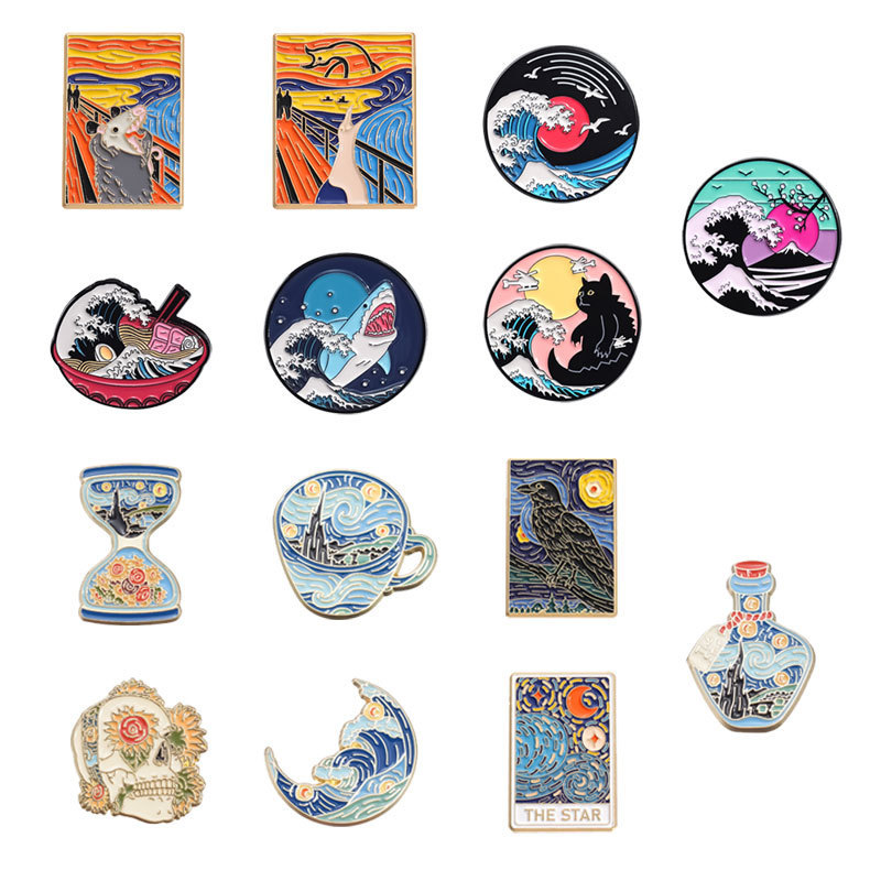 Creative Series suit Oil Painting Style Brooch Metal Badge All-match Clothing Accessories