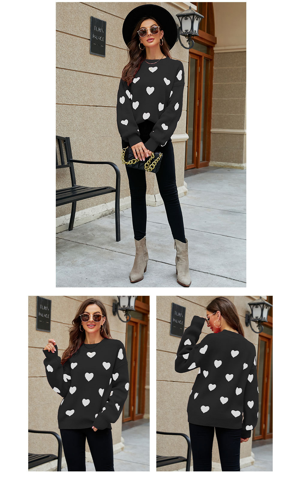 Love print Pullover loose long sleeve Knit Sweater NSWJY137239