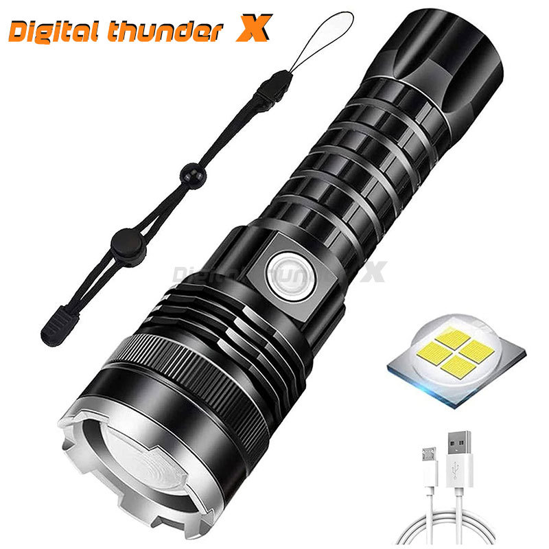 Linterna de luz fuerte transfronteriza iluminación al aire libre impermeable remoto LED de emergencia portátil multifunción USB linterna recargable