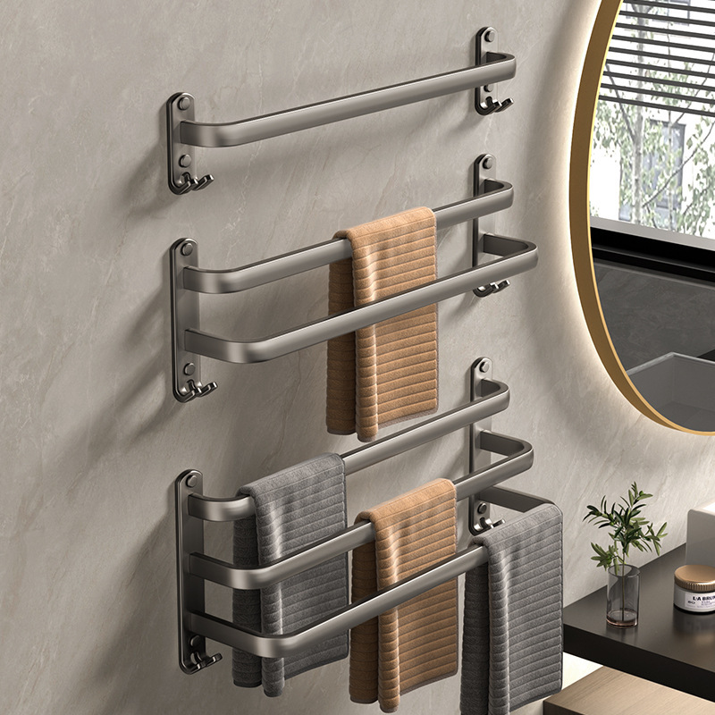 Towel Rack Toilet Punch-free Towel Single-pole Hanging Rod Bathroom Toilet Wall-mounted Towel Storage Shelf