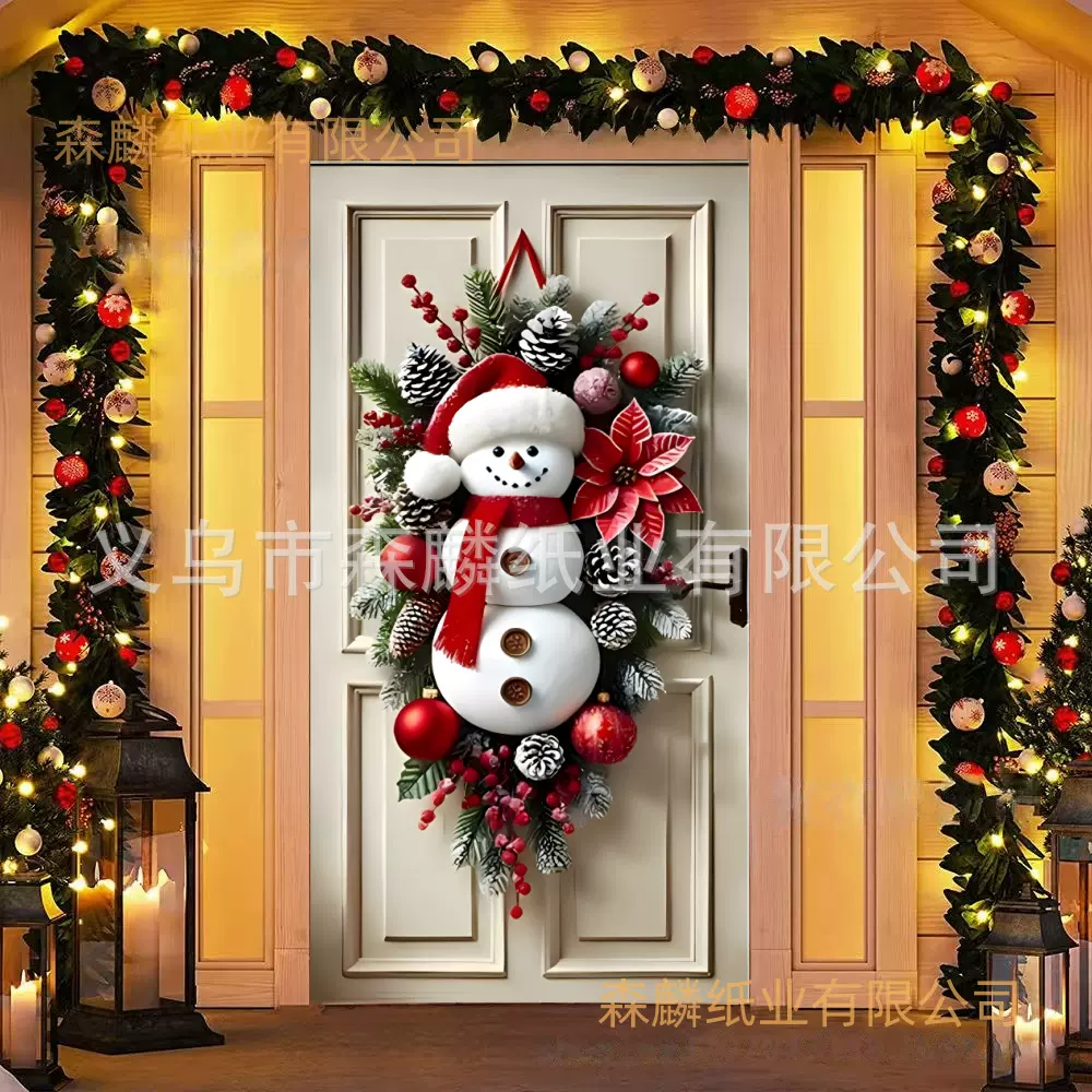 圣诞老人背景布装饰墙面门幅圣诞节氛围装饰品布置新款横幅墙挂饰