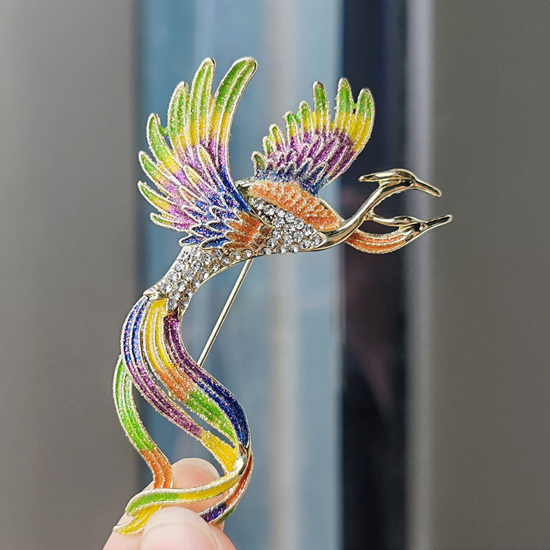 17g Weight Chinoiserie Retro Ethnic Style Pin Phoenix Alloy Plating Unisex Brooches