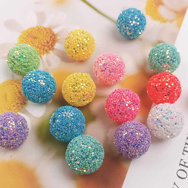 雅乐朵20MM亮片球亚克力珠直孔亮片头绳钥匙扣装饰配件手作饰品珠