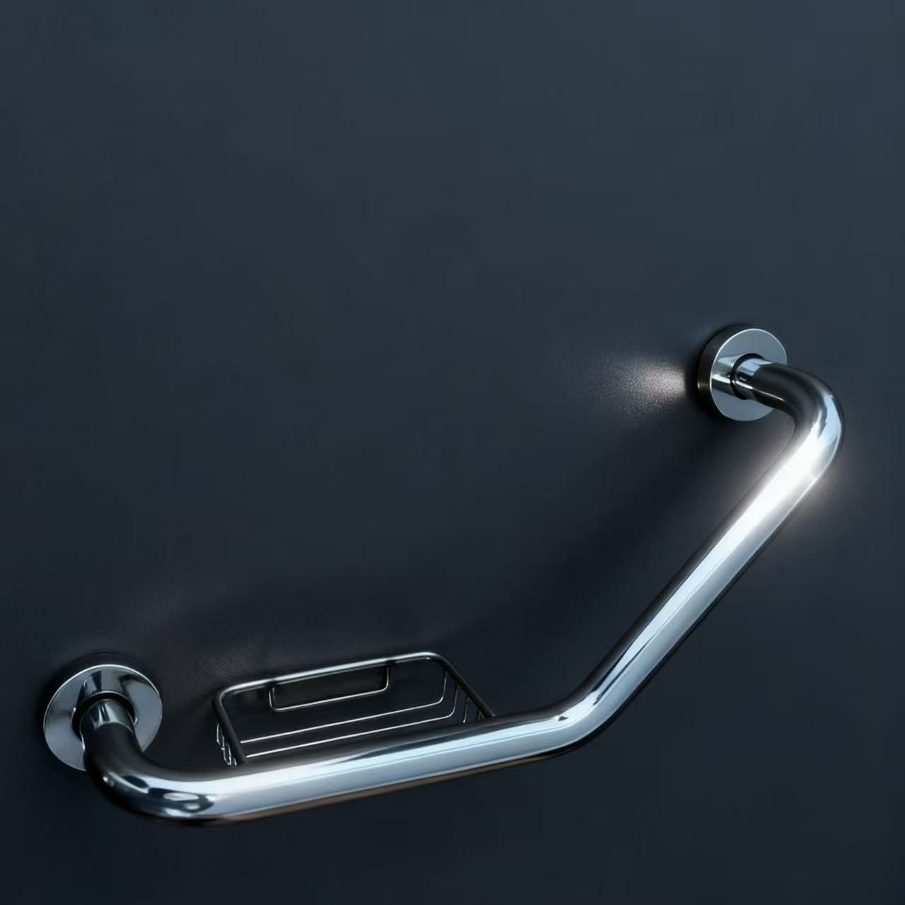 Cross-Border Stainless Steel Handrail with Soap Net Bathroom Bathtub with Soap Net 135 Degree Anti-Slip Safety Handrail for the Elderly