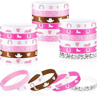 Cowgirl Silicone Bracelet Western Party Bracelet Elastic Wristband Applicable Theme Birthday Halloween Party Supplies