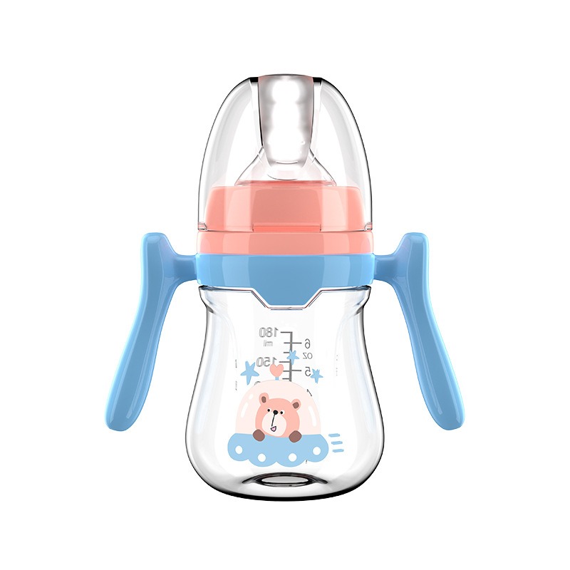 Pezón de boca ancha para bebés 180/240/280ml Serie simple con mango PP biberón sin pajitas