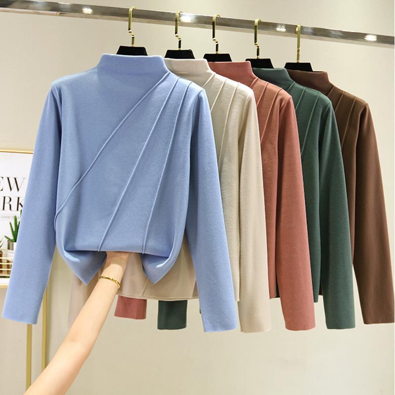 Five-season home large-size base shirt covering belly and making you…