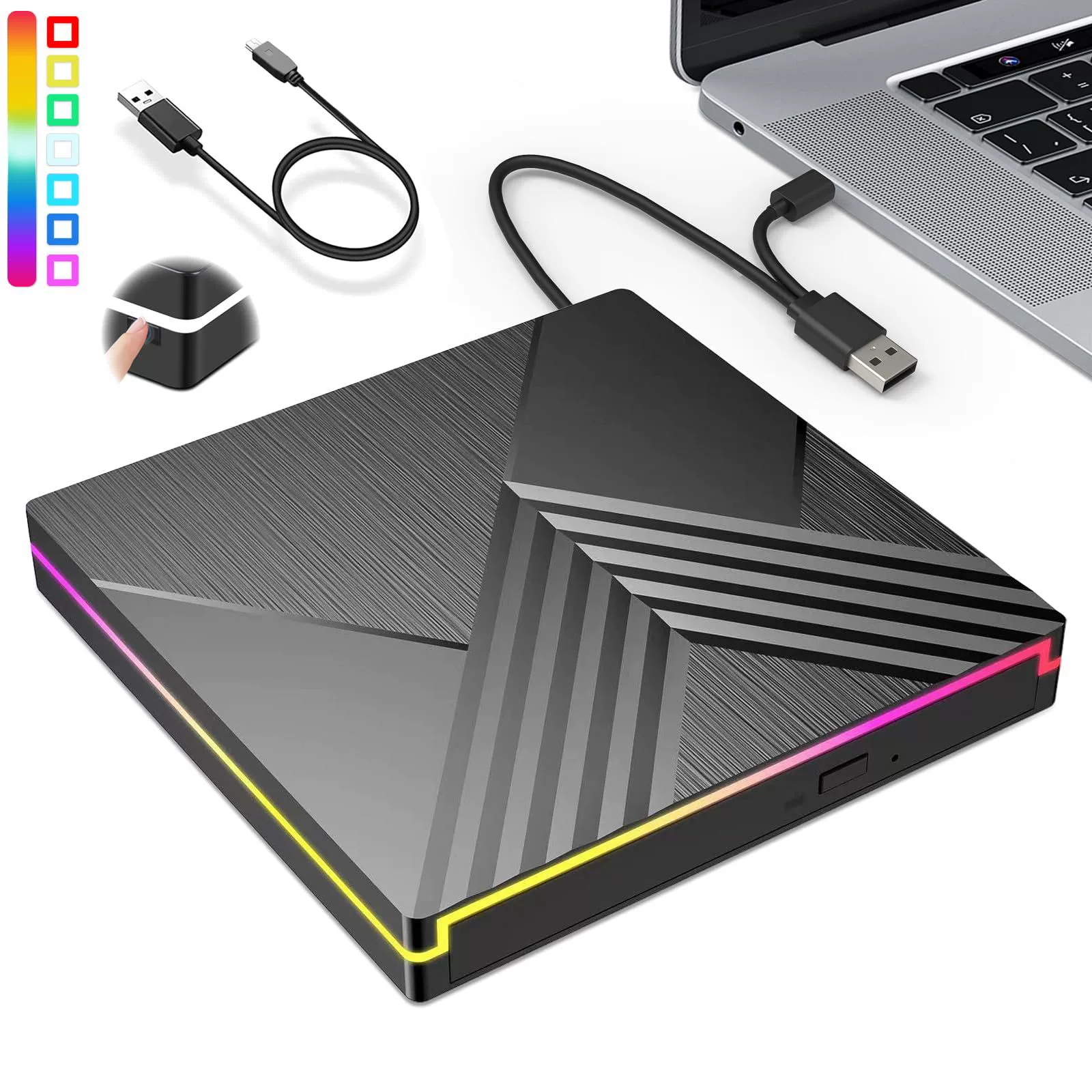 USB3.0 external optical drive RGB multi-function desktop computer laptop type c mobile playback DVD burner