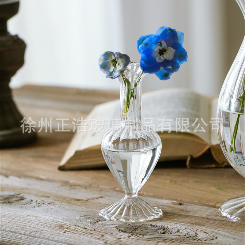 공장 도매 일본 미니 투명 데스크탑 장식 작은 꽃병 수경 꽃 말린 꽃 책상 장식