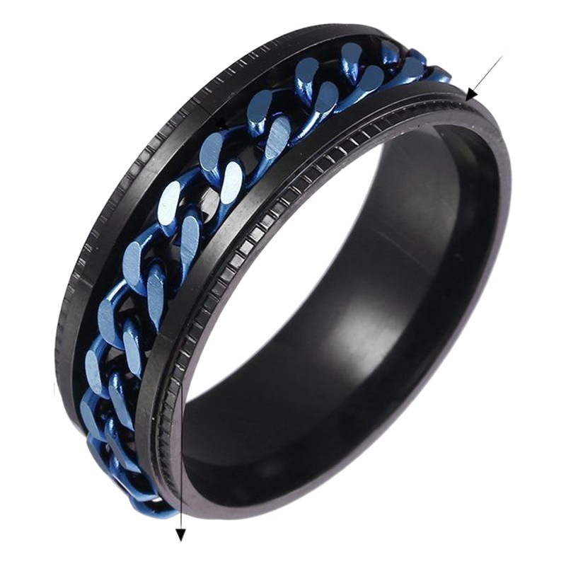 Cross-border hot jewelry men's chain rotating stainless steel decompression ring chain ring optional multi-color collocation